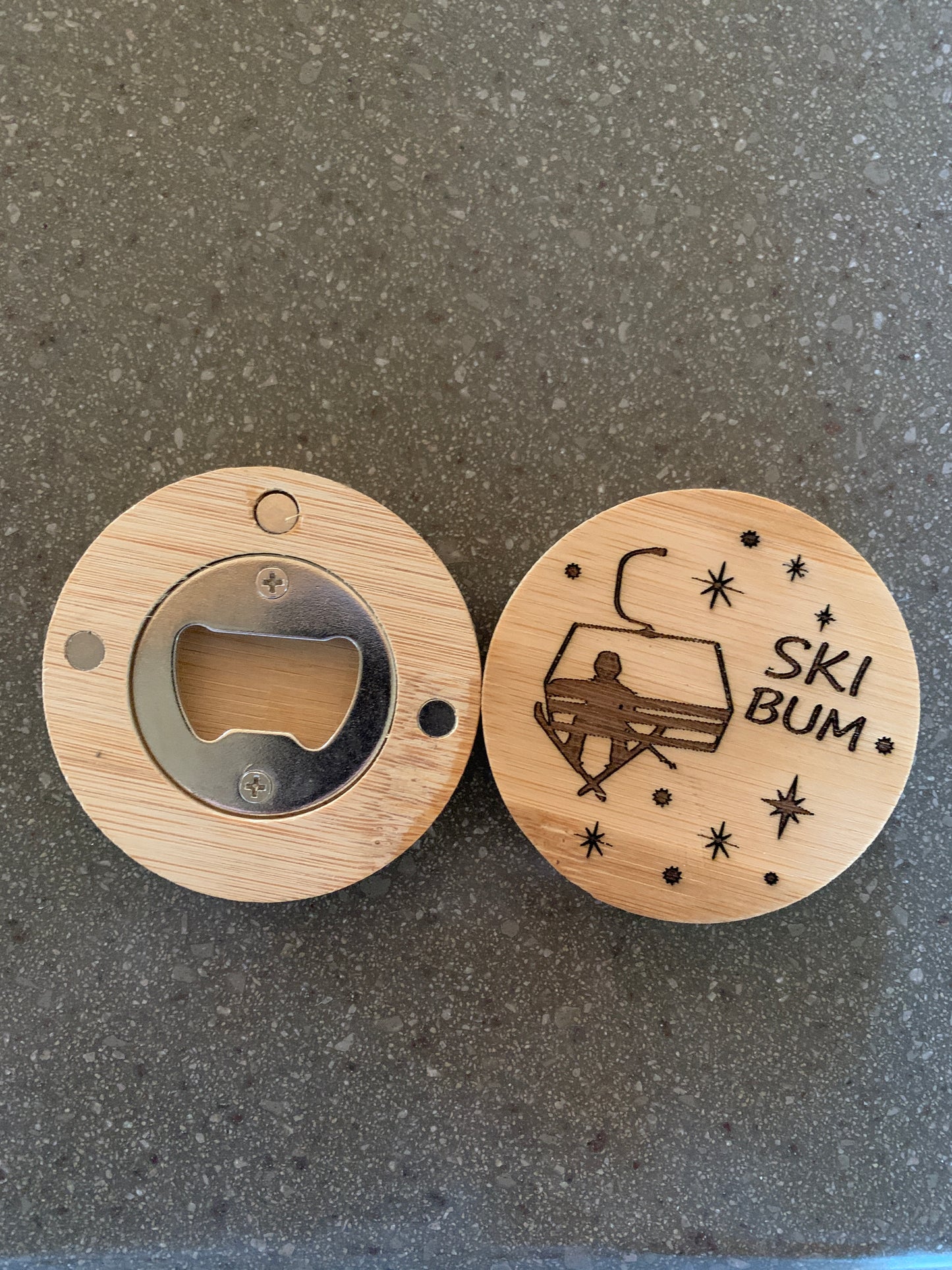 3" round Bamboo Magnetic Bottle Opener