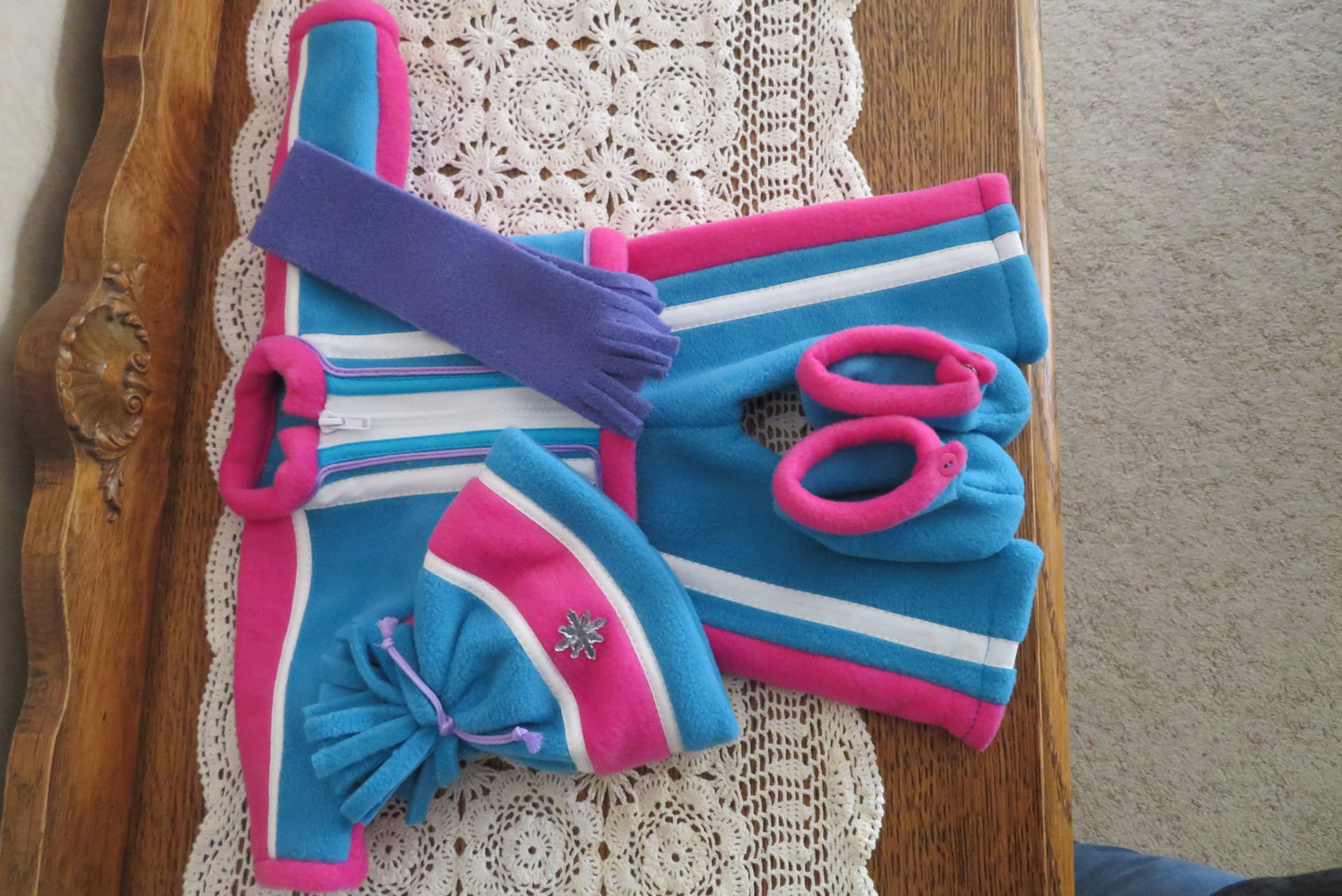18" 5pc Snowsuit Blue and Pink