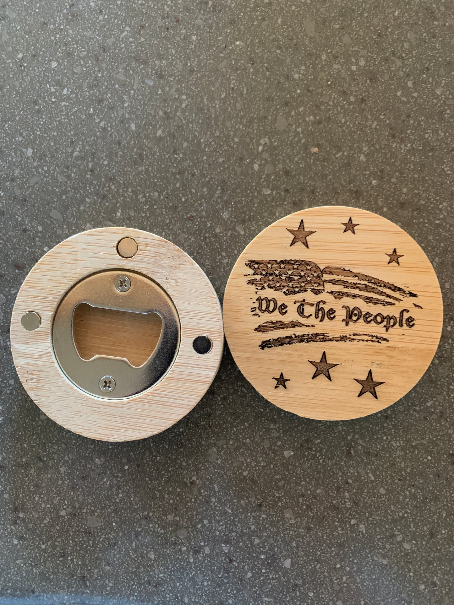 3" round Bamboo Magnetic Bottle Opener