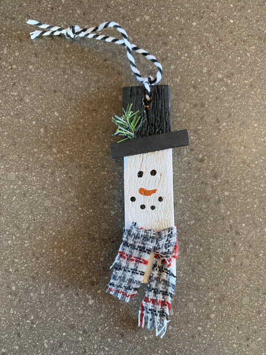 Barnwood Snowman Ornaments