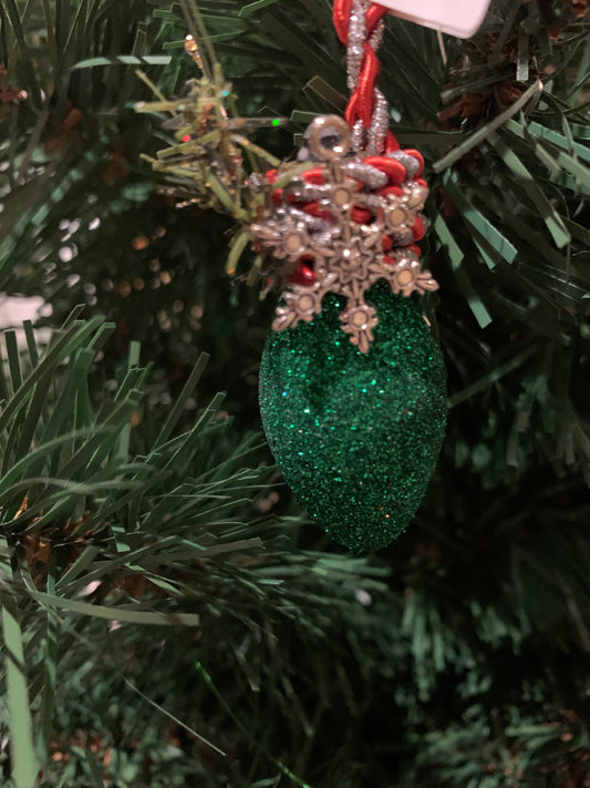 Upcycled Glitter Bulb Ornament