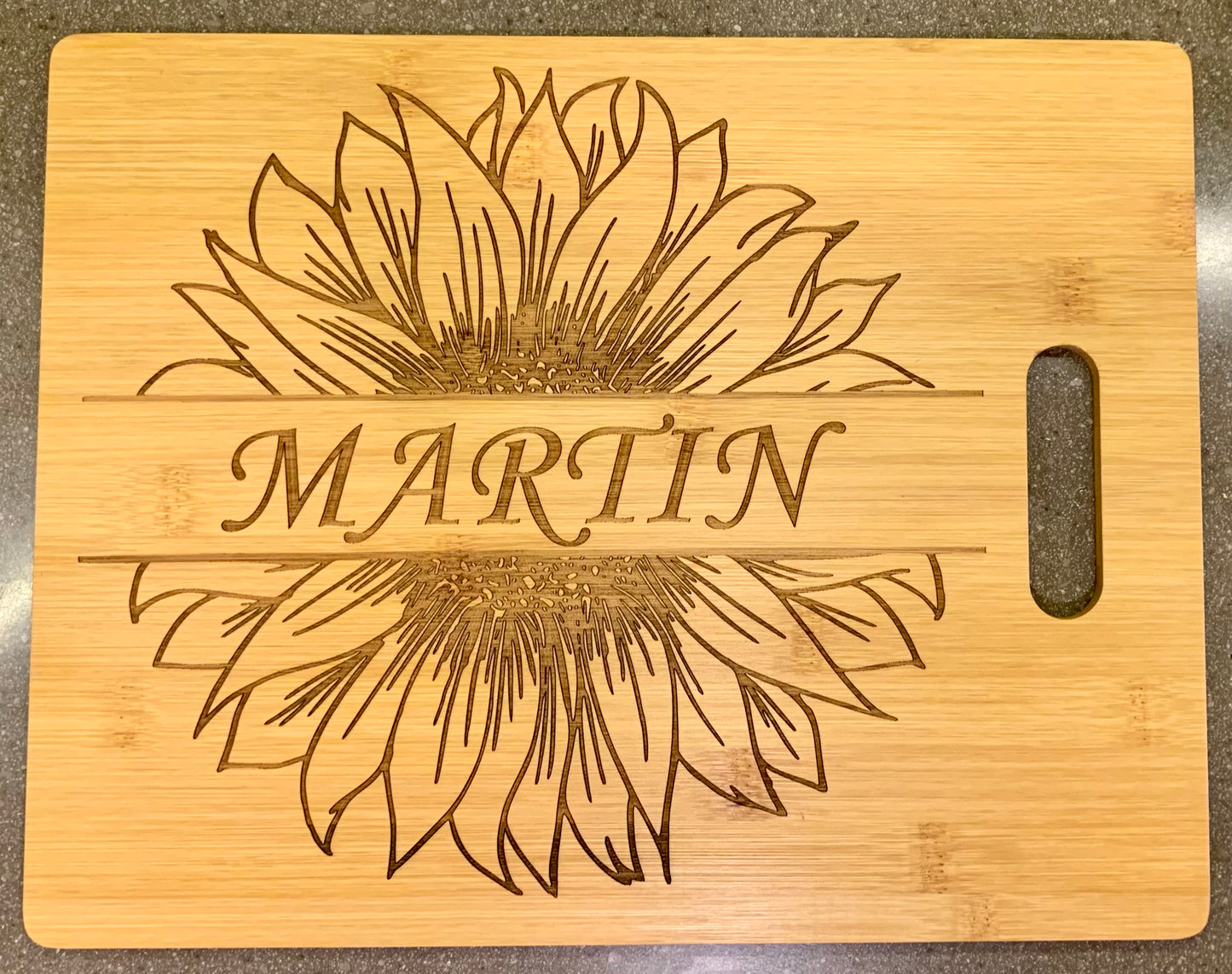 Custom Family Name Sunflower Cutting Board