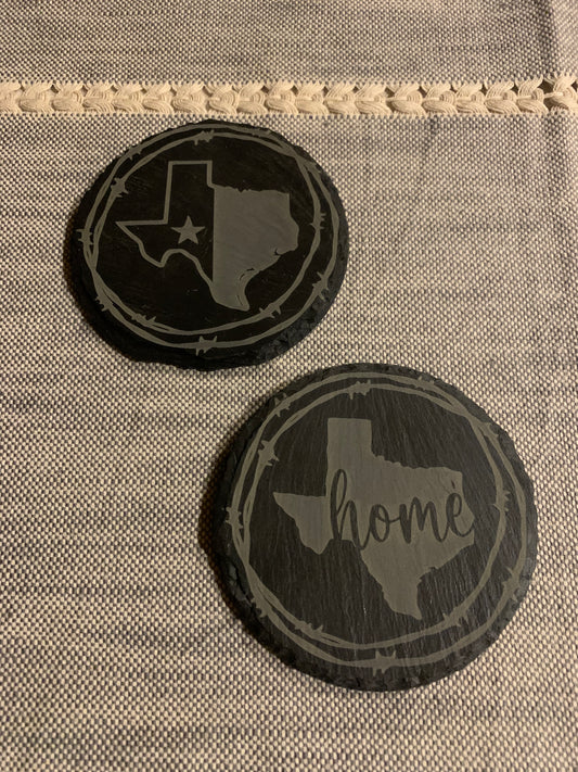 Unique Slate Texas Home Coasters