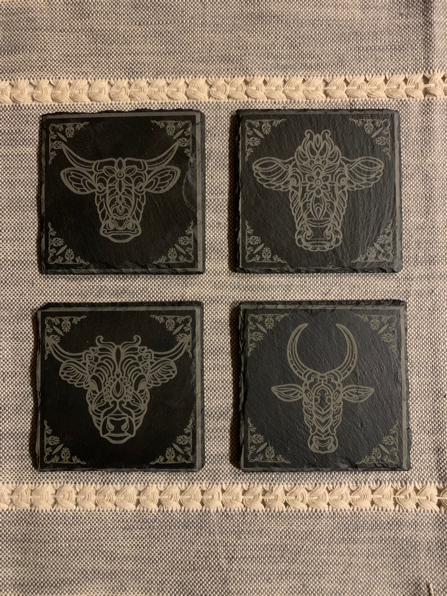 Beautiful Bovine Slate Coasters