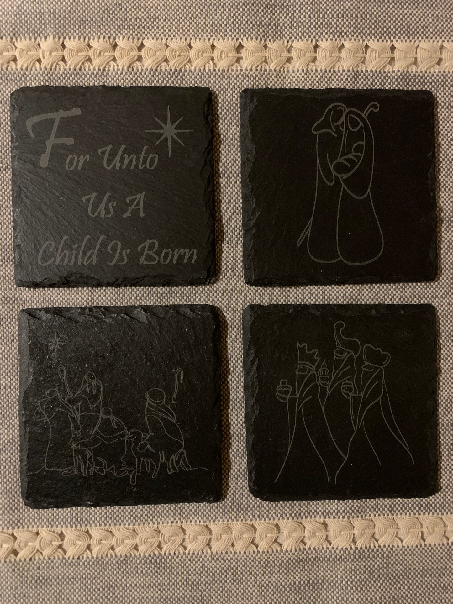 For Unto Us Slate Coaster Set