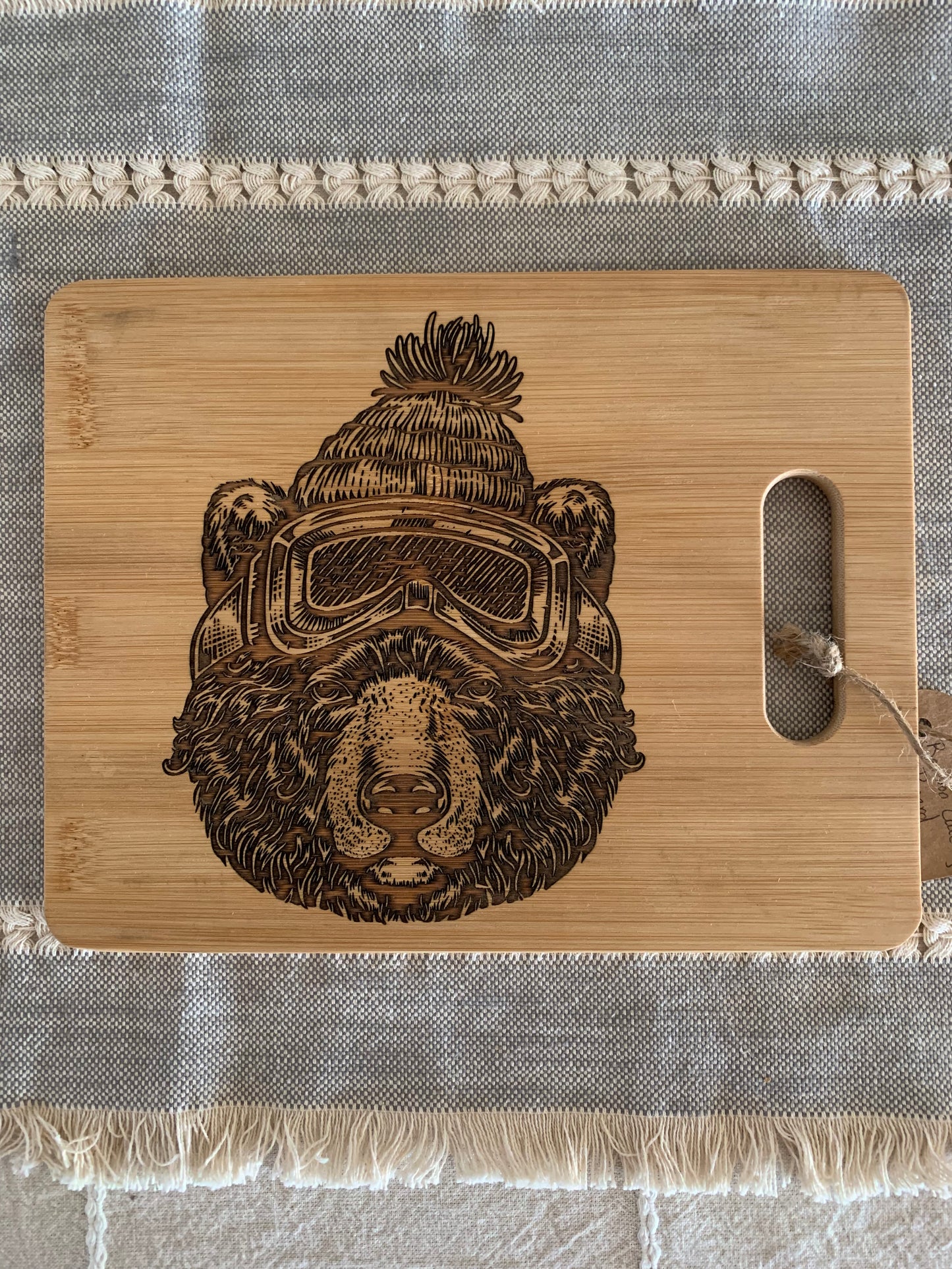 Unique Bamboo Laser Engraved Ski Bear Cutting Board