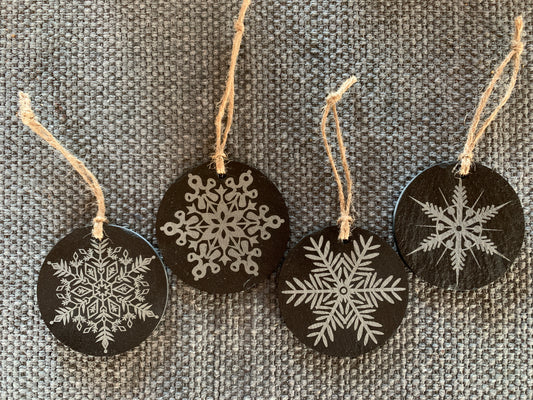 3" Slate Snowflake Ornaments