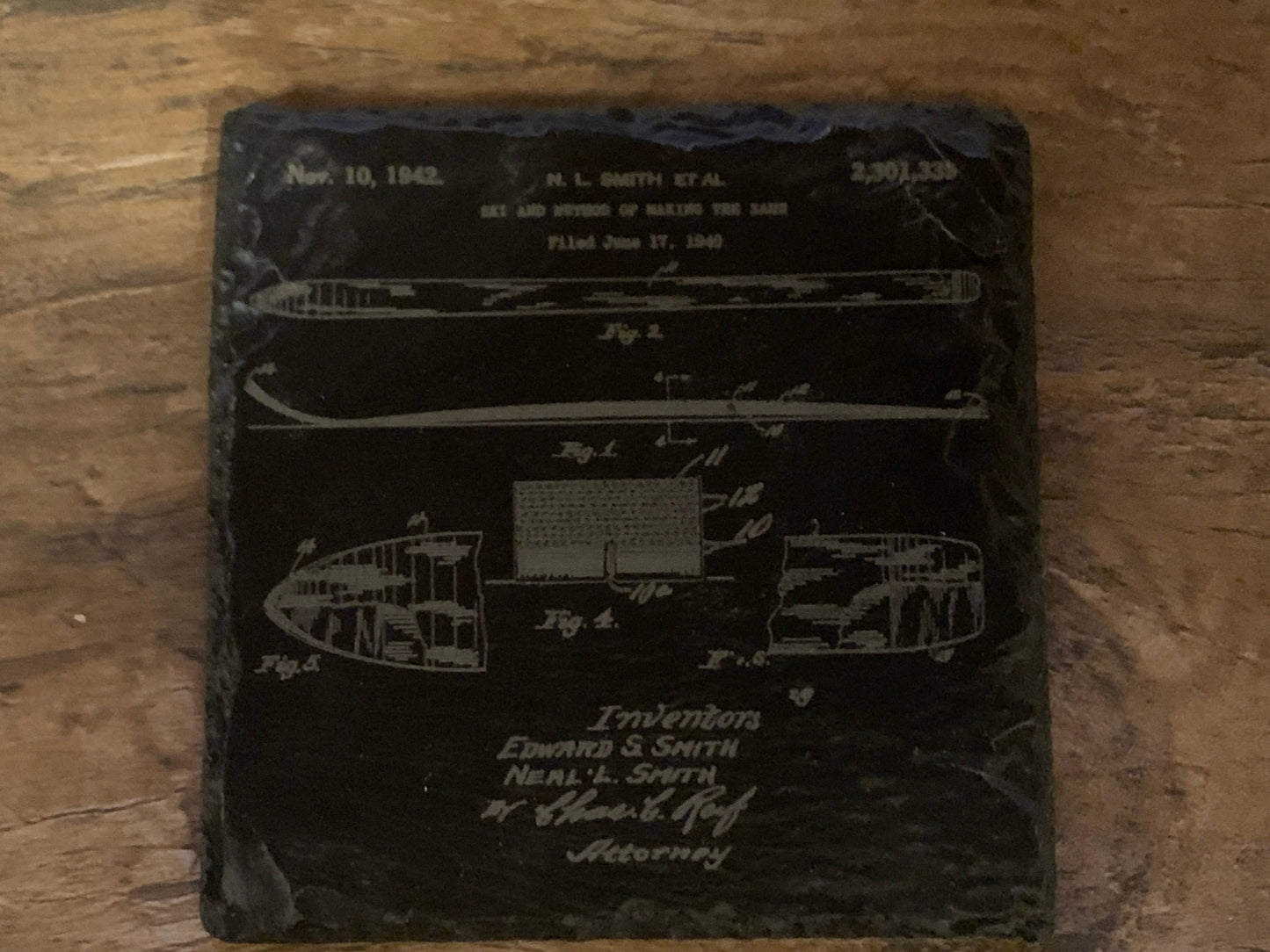 Ski Patent Slate Coasters