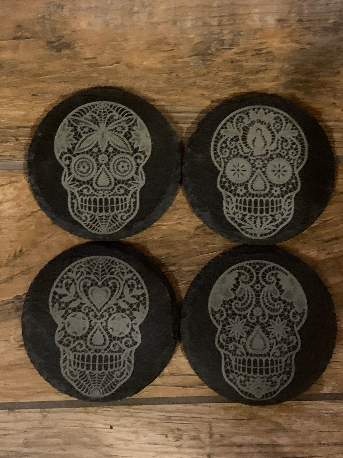 Slate Sugar Skull Coasters