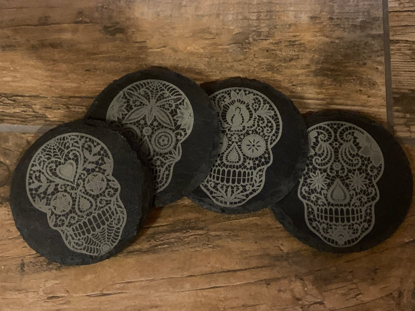 Slate Sugar Skull Coasters