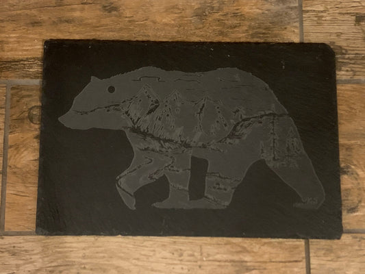 Laser Engraved Bear on slat charcuterie board