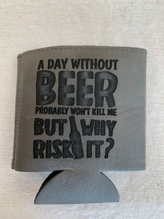 Grey Leather Koozie