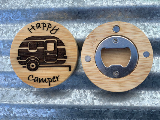 3" round Bamboo Magnetic Bottle Opener