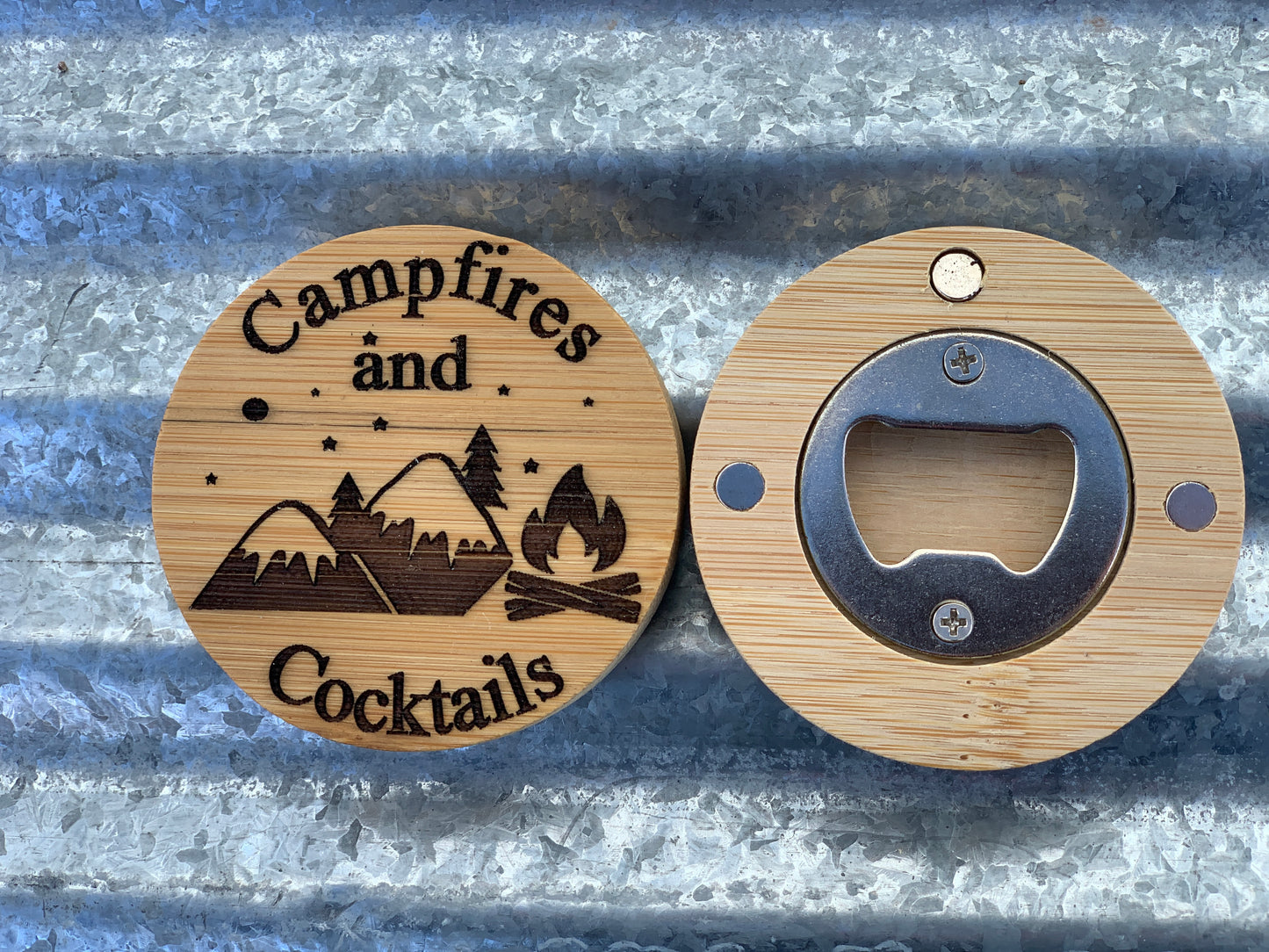 3" round Bamboo Magnetic Bottle Opener