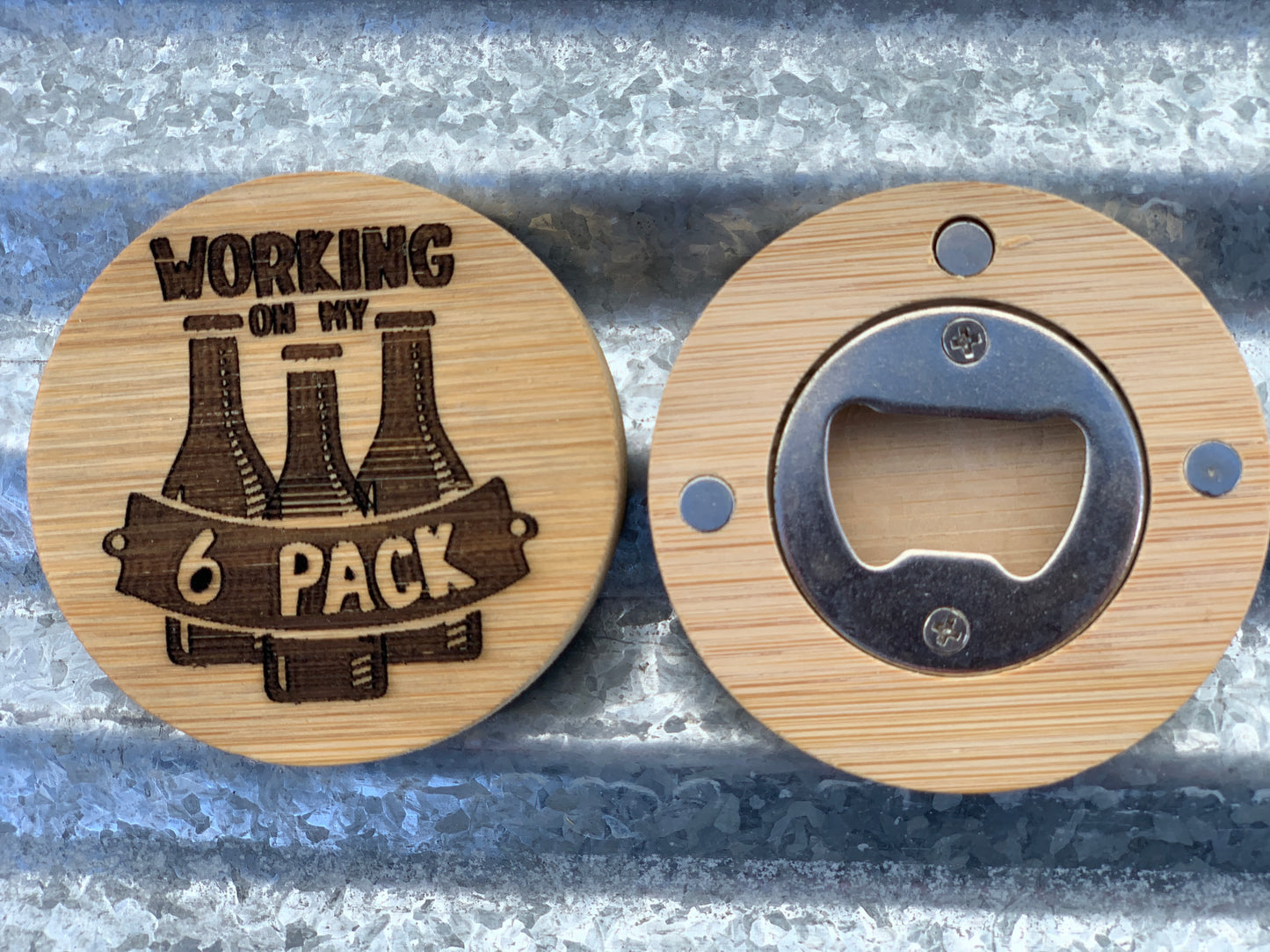 3" round Bamboo Magnetic Bottle Opener
