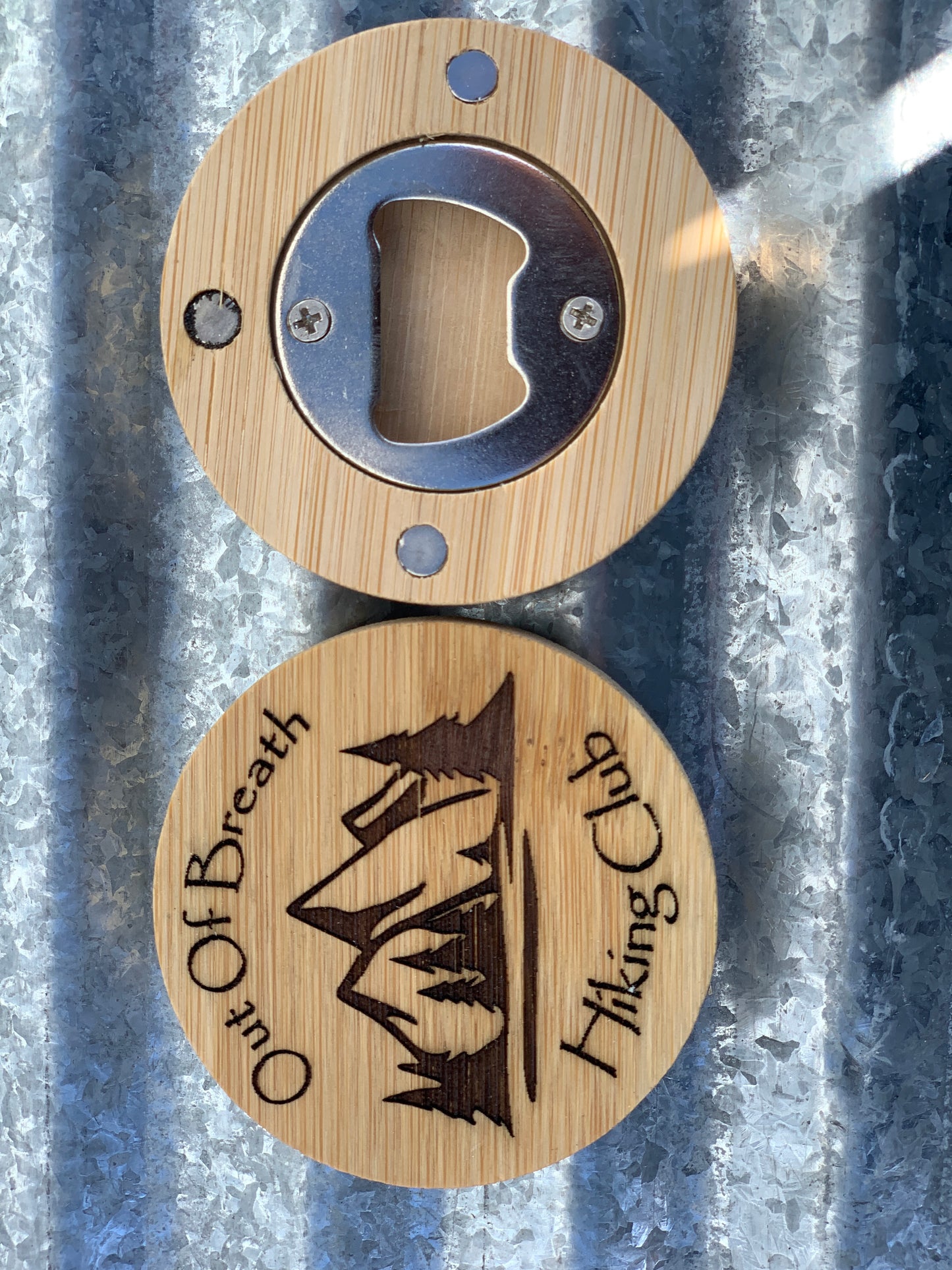 3" round Bamboo Magnetic Bottle Opener