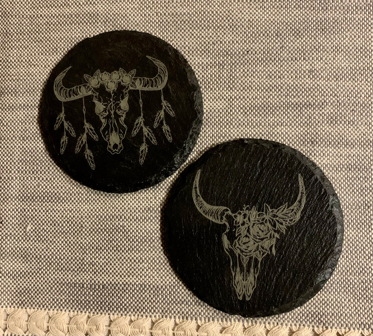 Unique Cow Skull Slate Coasters