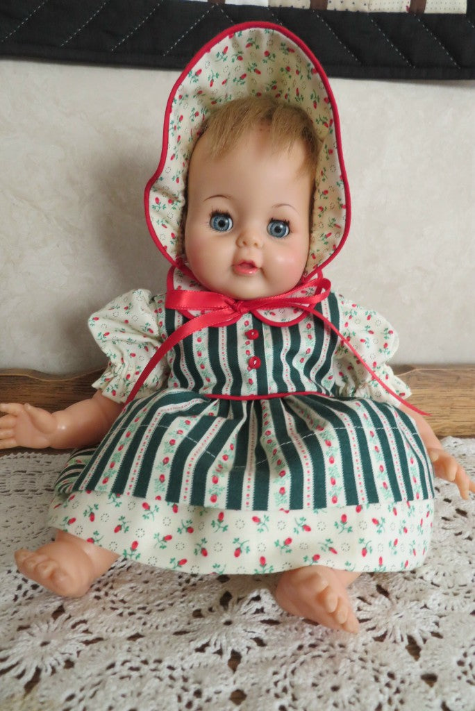 14" Doll 4 Piecw Dress/Jumper/Bonnet/Bloomers