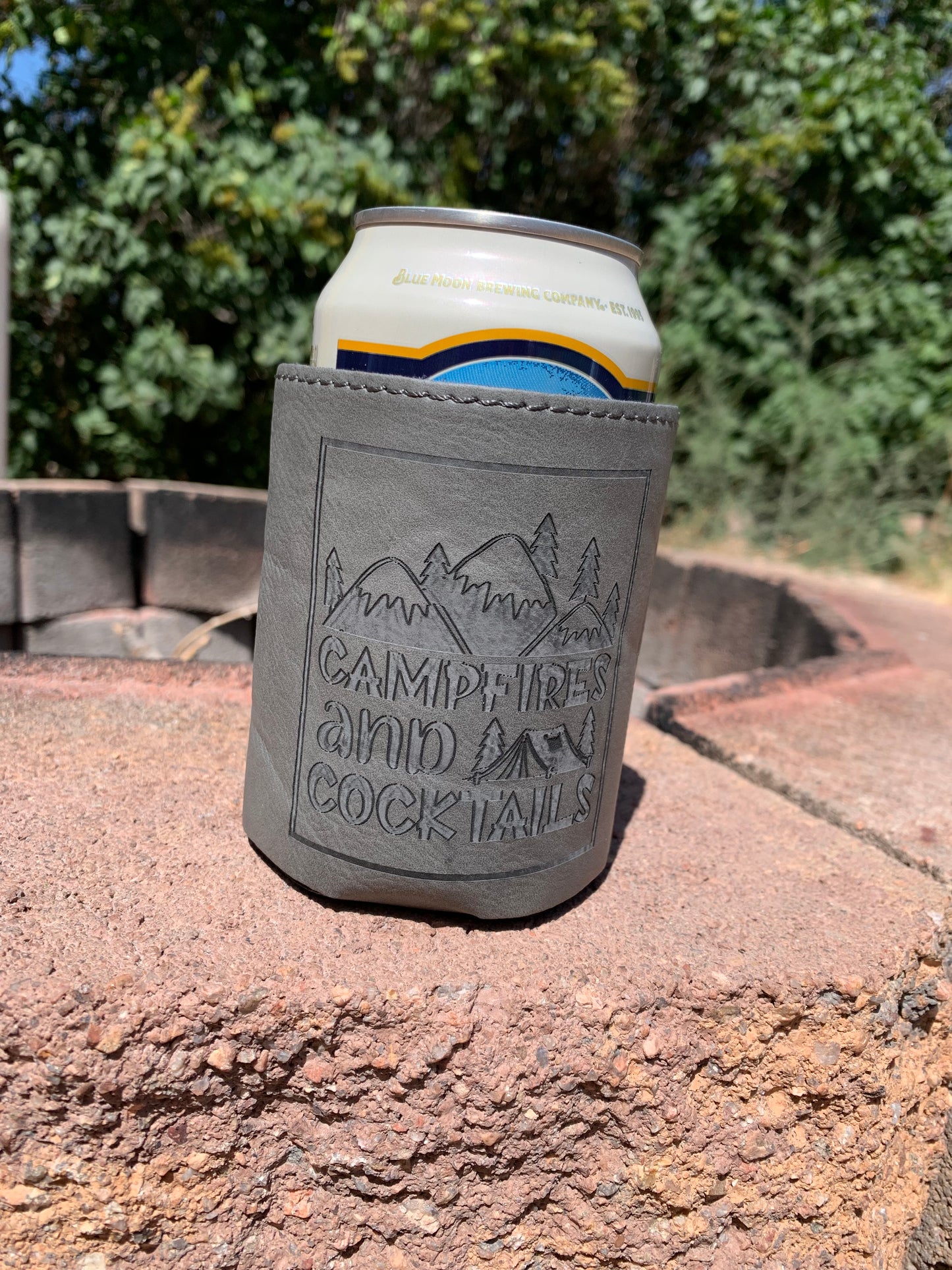 Grey Leather Koozie