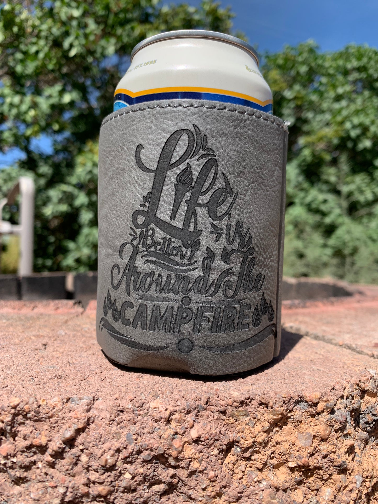 Grey Leather Koozie